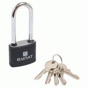 Замок навесной БУЛАТ ВС 364-01 ПЛ чугунный в пластике 5кл. d=6,3мм (72,6)
