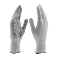 Перчатки Нейлон, ПВХ точка, 13 класс, белые, XL