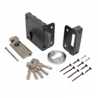 Замок накладной Птимаш ЗН1-1У (усиленный цилиндр) серебро (30)