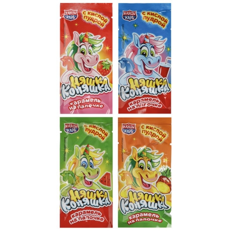 Карамель на палочке с кислой пудрой "Няшка Коняшка" ассорти 12г