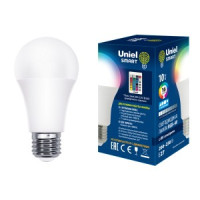Uniel SMART RGB A60 E27 10W(800lm 270°) 4000K, ИК сенсор БЕЗ пульта в/к! LED-A60-10W/RGB/E27/REG