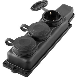 STEKKER ОДРИ колодка ОУ тройная 3гн. с загл. каучук 2P+E 1x16 220-240V IP44 черн. RST16-23-44 32739