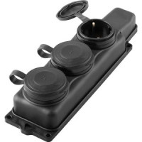 STEKKER ОДРИ колодка ОУ тройная 3гн. с загл. каучук 2P+E 1x16 220-240V IP44 черн. RST16-23-44 32739