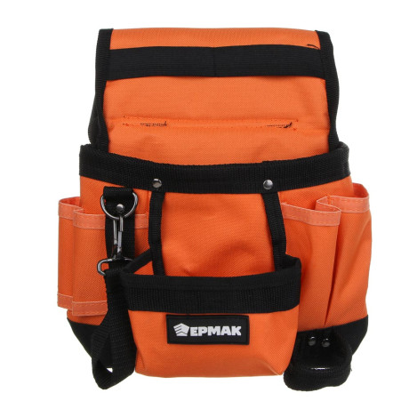 ЕРМАК Сумка-пояс одинарная, держатель для молотка, 6 карманов, 29x24см