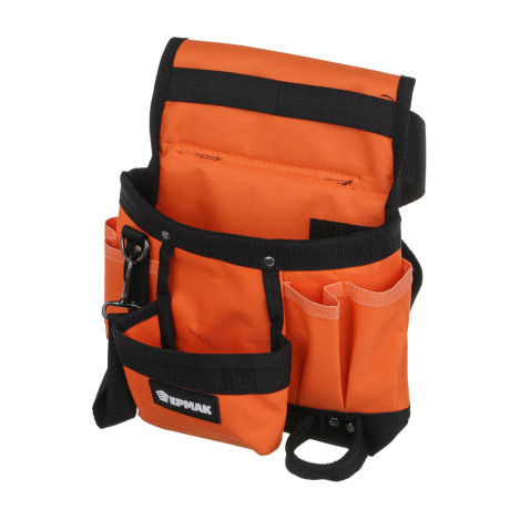 ЕРМАК Сумка-пояс одинарная, держатель для молотка, 6 карманов, 29x24см