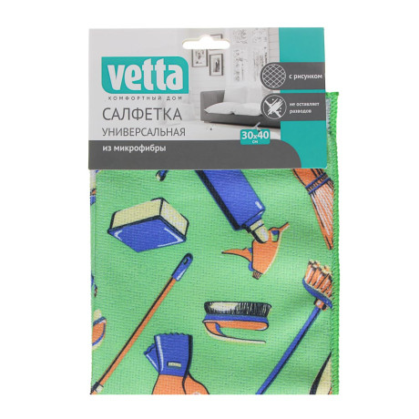 Салфетка из микрофибры тм VETTA, универсальная, 30x40см, 200г/кв.м., 4 дизайна