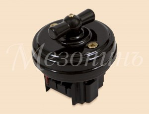 МЕЗОНИНЪ выкл. СУ поворот. 4 полож. без рамки (1 кл) 10А  ЧЕРНЫЙ фарфор GE70401-05k