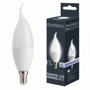 Energy лампа св/д свеча на ветру С37W E14 7W(510lm) 4000К 4К 38x125 матов (10!) 109324