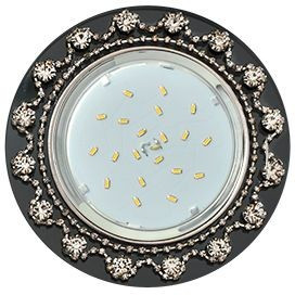 Ecola GX53 H4 5360 св-к Круг прозрачные стразы Корона Черный/Хром 52x120 FB53RNECB (10!)