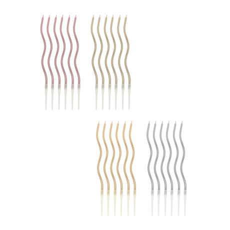 FNtastic Набор свечей для торта, блеск, 6 шт., 17 см, 4 цвета, парафин