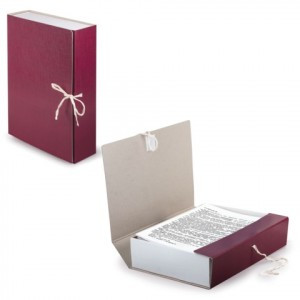 Короб архив. STAFF, 8 см, 100% покрытие бумвинил, 2 х/б завязки, до 700 л., бордовый, 126900