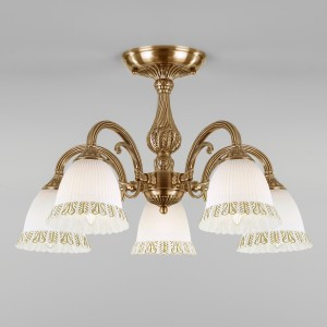 EUROSVET Люстра 5x60W 520х320 металл античная бронза/белый Campina 60107/5