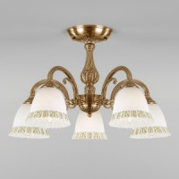 EUROSVET Люстра 5x60W 520х320 металл античная бронза/белый Campina 60107/5