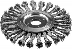 ЗУБР "ПРОФЕССИОНАЛ". Щетка дисковая для УШМ, плетеные пучки стальной проволоки 0,5мм, 150х22мм