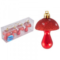 Набор елочных украшений &quot;Грибочки&quot; (4шт) цвет красный Волшебная страна