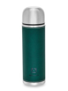 Термос Арктика 108-1000, узк. горло с кноп., 1л (зеленый) кожан. вставка, нерж. сталь