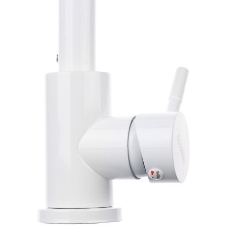 СоюзКран Смеситель для кухни, поворотный излив, керам. картридж 35мм, белый, нерж. сталь, SS01-R132