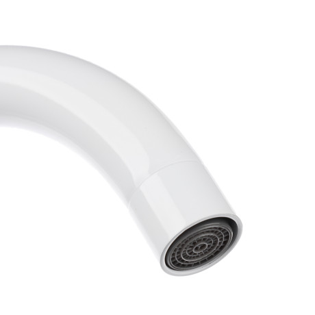 СоюзКран Смеситель для кухни, поворотный излив, керам. картридж 35мм, белый, нерж. сталь, SS01-R132