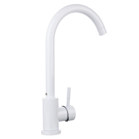 СоюзКран Смеситель для кухни, поворотный излив, керам. картридж 35мм, белый, нерж. сталь, SS01-R132