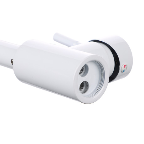 СоюзКран Смеситель для кухни, поворотный излив, керам. картридж 35мм, белый, нерж. сталь, SS01-R132