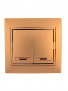 Lezard Мира выкл. СУ 2 кл. 10А (инд.) металлик золото (корпус PC) 701-1313-112