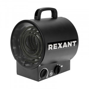 REXANT Тепловая пушка электрическая, 3кВт 220м3/ч круглая, ТЭН, металл, черный 60-0037