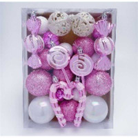 Набор елочных украшений JT25-A2080 28 шт фигурные розово-белые
