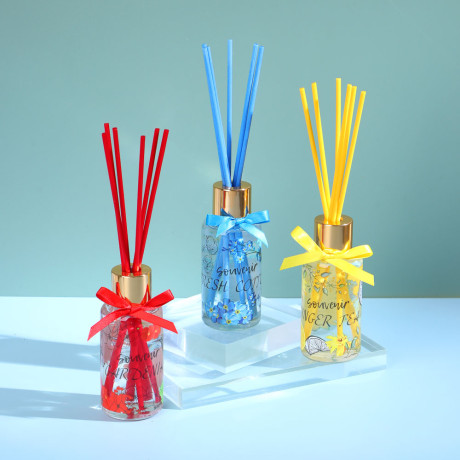 LADECOR Аромадиффузор с цветными палочками, Путешествия, 50 мл Свежесть хлопка/Гардения/Имбирный чай