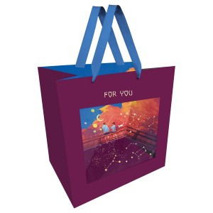 Пакет подарочный 23*18*10см MESHU "Love story", отд. фольгой, с окошком 354641