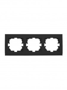 Lezard RAIN рамка СУ 3 мест. горизонт. с вст. цв. черный бархат+ хром 703-4225-148