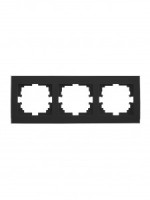 Lezard RAIN рамка СУ 3 мест. горизонт. с вст. цв. черный бархат+ хром 703-4225-148