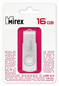 Флэш-диск USB 16 ГБ  Mirex SWIVEL WHITE 16GB  (ecopack)