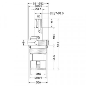 Кран-букса для смесителя, М18х1, квадрат, шток 7х9мм, 180°, металлокерамика