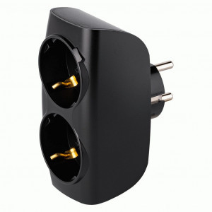 SmartBuy Разветвитель (тройник) 2роз. 16А черный земля 3.5кВт SBE-16-A04b-2z