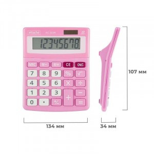 Калькулятор настольный Attache, AС-223R,8р,двойное питание, розовый Арт.1779809