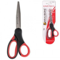 Ножницы BRAUBERG "Energy" 160мм, красно-черные, блистер, 231564