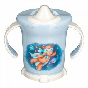 Поильник с ручками и декором 270мл светло-голубой 43130433151 Бытпласт