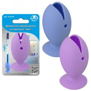 Держатель зубной щетки на присоске "Кит", 2,5*4,5см (кратность 6шт!!!) силикон VL34-68 Мультидом