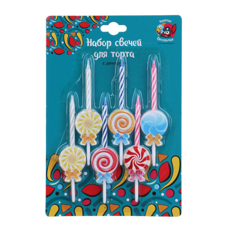 Набор свечей для торта с декором тм Fntastic, 10 см, 6 шт