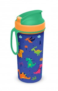 Стакан детский с крышкой, петлей и декором 400мл зеленый 431331109 Бытпласт