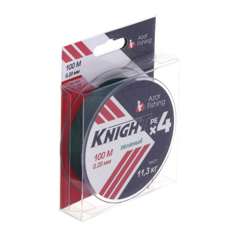 AZOR FISHING Леска плетеная PE "Найт Х4", 100м, 0,20мм, 11,3кг, зеленый