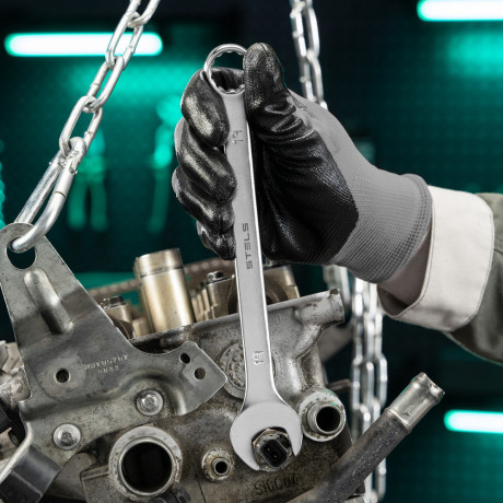 Набор ключей комбинированных, 8-19 мм, 8 шт, CrV, матовый хром Stels