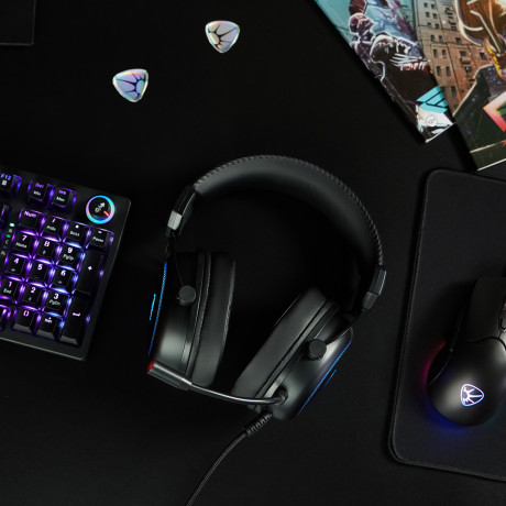 BY Наушники проводные с микрофоном игровые Kabuto Type-C USB(A)3,2 м, VS7.1, настр. RGB подсветка