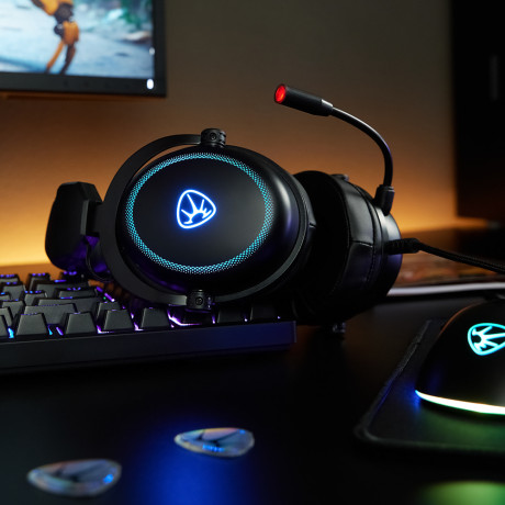 BY Наушники проводные с микрофоном игровые Kabuto Type-C USB(A)3,2 м, VS7.1, настр. RGB подсветка