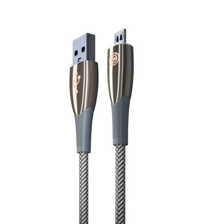 ВСЁГАЗИН Кабель для зарядки Сириус Micro USB, 1м, 3А, Быстрая зарядка QC3.0, штекер металл, серый
