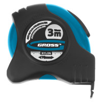 Рулетка &quot;Schlagfest&quot;,3 м x 19 мм,магнитный обрезиненный зацеп,двусторонняя шкала,Нейлоновое покрытие,автоматическая фиксация Gross