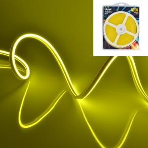 Uniel NEON гибкий неон, бухта  5м, желтый свет ULS-N01-2835-120LED/m-6mm-IP67-DC12V-9W/m-5M-YELLOW