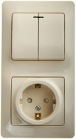 Systeme Electric GLOSSA блок (роз.+2 кл. выкл.) СУ беж. (земля, штор., инд., пл.осн.) GSL000275 (9!)