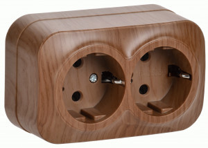 IEK GLORY роз. ОУ 2 мест. 16А (земля) РС22-3-ХД дуб ERH21-K24-16