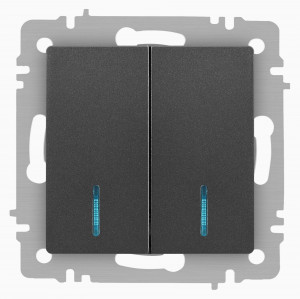 ЭРА Intro Accent мех. выкл. СУ 2 кл. (инд.) 10А 250В, графит 6-105-07